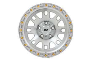 Wheel - Rough Country - 82 Series, One-Piece Aluminum, 15x8, 5x4.5 Bolt Pattern, -19mm Offset, 8-Spoke, Simulated Beadlock - Full Machined